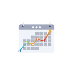 A calendar displays a growing trend line graph with an upward arrow.