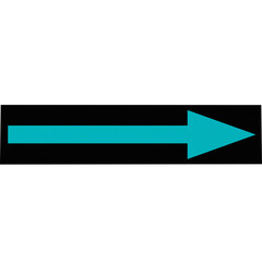 Cyan Blue Right Pointing Arrow on Black Stripe Background
