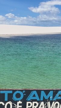 Lencois Maranhenses In Santo Amaro Maranhao Brazil. Unique Landscape Of White Sand Dunes And Crystal-Clear Lagoons. Deserted Landscape Season Beauty. Deserted Summertime. Santo Amaro Maranhao.