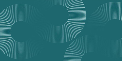 Fototapeta premium Abstract green glowing geometric lines on gray background. Modern shiny blue circle lines pattern. Futuristic technology concept. Suit for cover, poster, banner, brochure, header, website vector