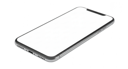 Modern smartphone with blank screen isolated on transparent background
