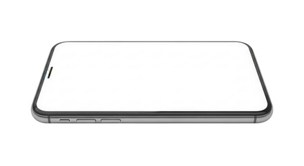 Smartphone with blank screen mockup isolated on transparent background