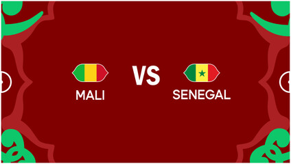 Mali And Senegal African Nations Morocco 2025 Flags Emblem Teams Countries African Football Logo Design Vector Illustration
