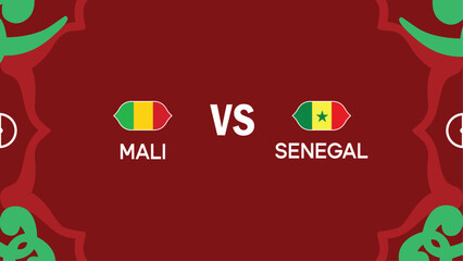 Mali And Senegal African Nations Morocco 2025 Flags Emblem Teams Countries African Football Logo Design Vector Illustration