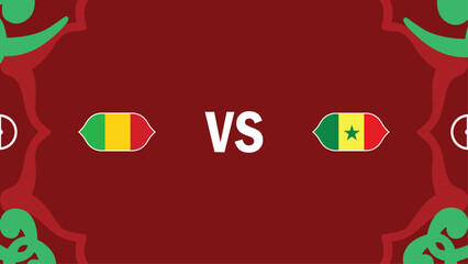 Mali And Senegal African Nations Morocco 2025 Flags Teams Countries African Football Logo Design Vector Illustration