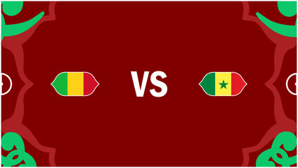 Mali And Senegal African Nations Morocco 2025 Flags Teams Countries African Football Logo Design Vector Illustration