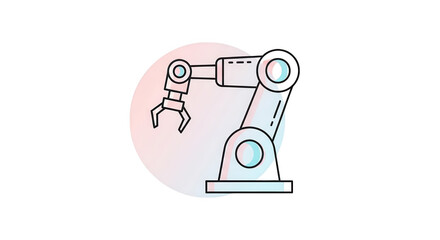 Robotic arm outline with color glitch effect isolated on transparent background