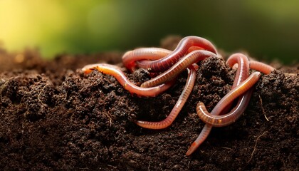 earthworms are actively working in layers of soil and compost