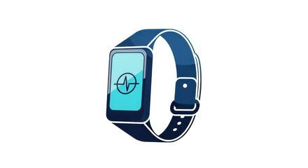 Smartwatch displaying heartbeat symbol isolated on transparent background