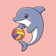 Naklejka premium Cute cartoon shark and dolphin ghost mascot swimming happily in the ocean illustration
