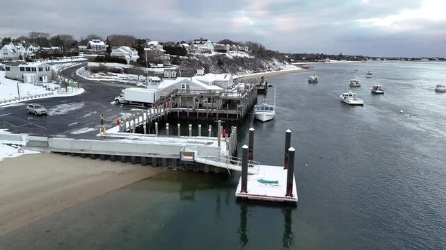 Chatham, Cape Cod Fish Pier Aerial in Winter