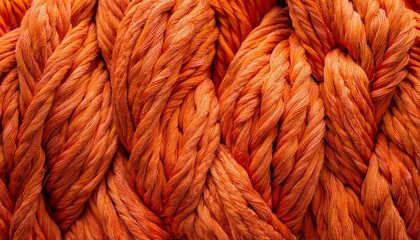 orange braided yarn closeup twisted fiber thread textile fabric cord rope handmade knitting crochet sewing decorative craft material cozy retro vintage boho rustic design background banner copy space