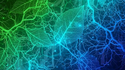 Futuristic network connections glow in neon colors