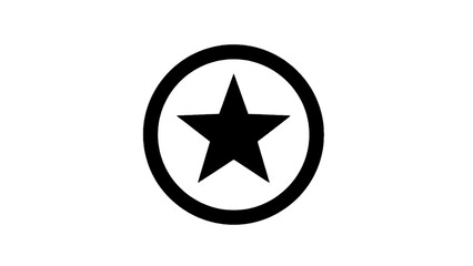 Vector illustration of a bold black star inside a circular outline, on transparent background