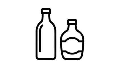 Vector illustration of two distinct minimalist bottle outlines, perfect for beverage and condiment designs, on transparent background