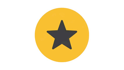 Vector illustration of a dark gray star icon within a vibrant yellow circle, on transparent background