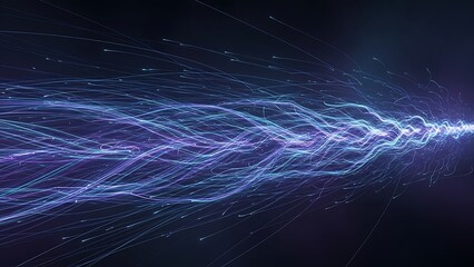 Vibrant blue light trails in dark space