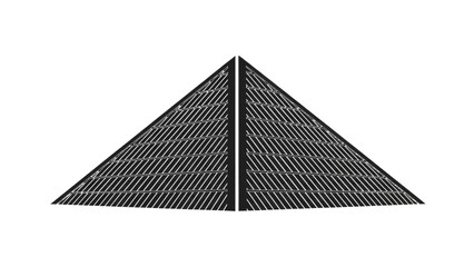 Vector illustration of a modern abstract geometric pyramid shape with striped pattern on transparent background