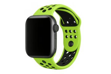 Smartwatch with neon green perforated sport band