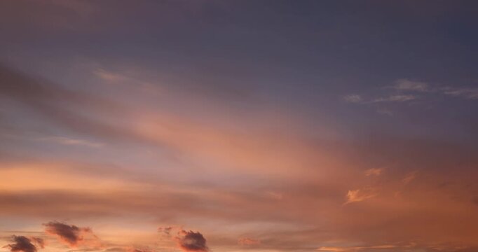 Beautiful multi-colored sunset with different colors and clouds as the sun sets over the horizon, colored sky with warm colors and a touch of sunset or sunrise