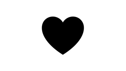 Vector illustration of a classic black heart symbol, representing love and romance, on transparent background
