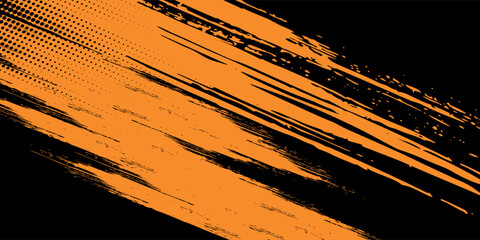 orange and black brush Car sticker wrap pattern banner abstract sporty lines black and orange color combination grunge brush modern pattern racing motorsport vector design. eps 10