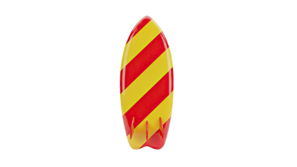 Surfboard with Red and Yellow Stripes