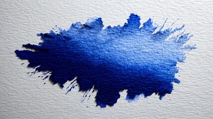 Blue watercolor brushstroke on textured white paper