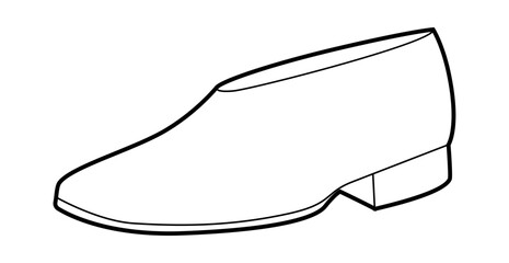 Flat shoe boot women single line. Minimal low heel boot for relaxed weekend walk and travel. Technical fashion illustration CAD mockup clean vector man unisex isolated modern style.