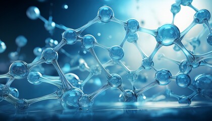 transparent molecular structure against blue background