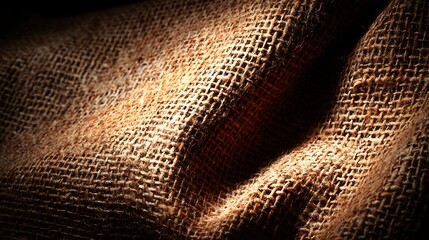 Close up of rough burlap texture with natural fiber weave