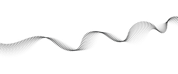 Flowing Dot Wave halftone gradient pattern on transparent background	
