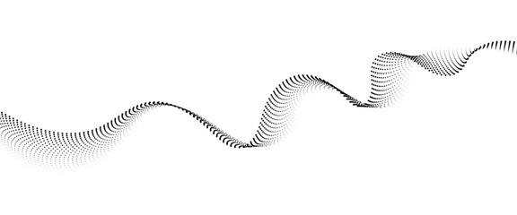 Flowing Dot Wave halftone gradient pattern on transparent background	
