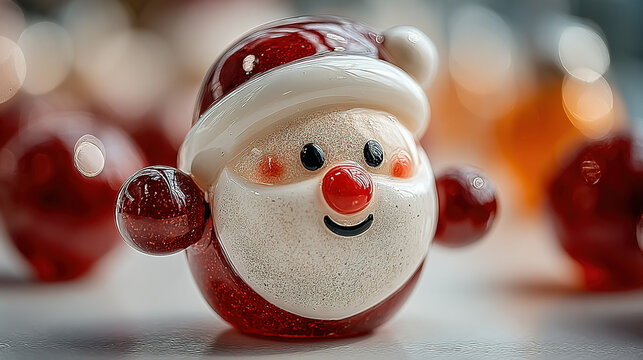 Cute Santa Claus ornament with a cheerful face and red and white color scheme.