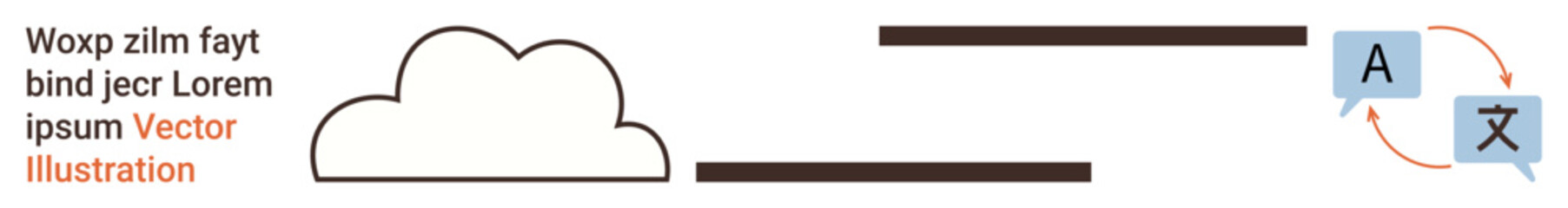 Cloud computing, translation services, global communication, language processing, data sharing, multilingual tools. Cloud linked to text and translation icons. Cloud computing and translation © robu_s