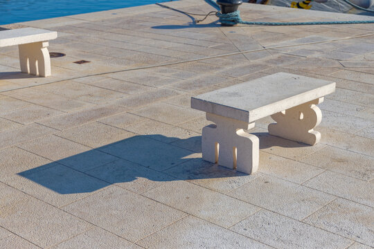 Stone Bench with Glagolitic Letters in Baska Croatia