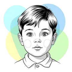 Vintage boy portrait illustration in black and white style