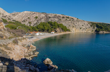 Winter Coastal Bay in Baska on Krk Island Croatia