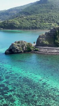 Maconde Viewpoint In Port Louis Mauritius Island Mauritius. Stunning Tropical Coastline Beach Scene Viewed From Above. Shore Clouds Sky Beach Sea. Shore Scenic Coastline. Port Louis Mauritius Island.