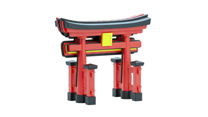 Stylized Red Torii Gate