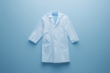 White laboratory coat isolated on blue background