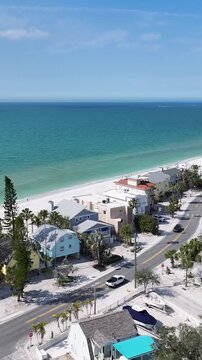 Saint Pete Beach In Saint Petersburg Florida United States. Stunning Tropical Coastline Beach Scene Viewed From Above. Shore Clouds Beach Sea. Seaside Tropical Environment. Saint Petersburg Florida.