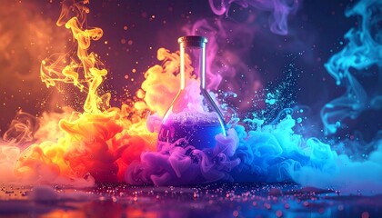 A colorful chemical reaction in a beake