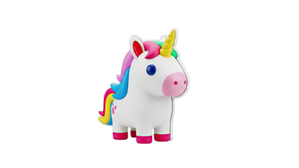 Cute White Unicorn Toy with Rainbow Mane and Horn
