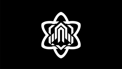 Obraz premium Modern geometric logo design with white lines on black background