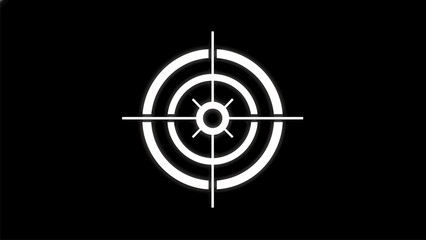 Modern white target symbol on black background for focus and precision