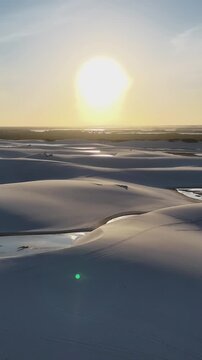 Sunset Lencois Maranhenses In Santo Amaro Maranhao Brazil. Turquoise Lagoons And Sand Dunes Creating Inspiring Landscape. Sunrise Horizon Beach Sea. Sunrise Beach City. Santo Amaro Maranhao.