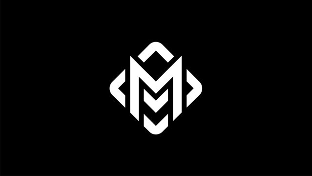 Modern geometric logo design with letter M on black background