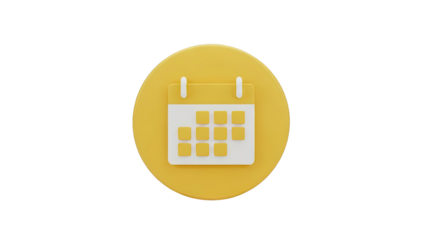 3D Calendar Icon on Yellow Circle Background