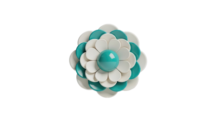 Teal and White Layered Flower Design